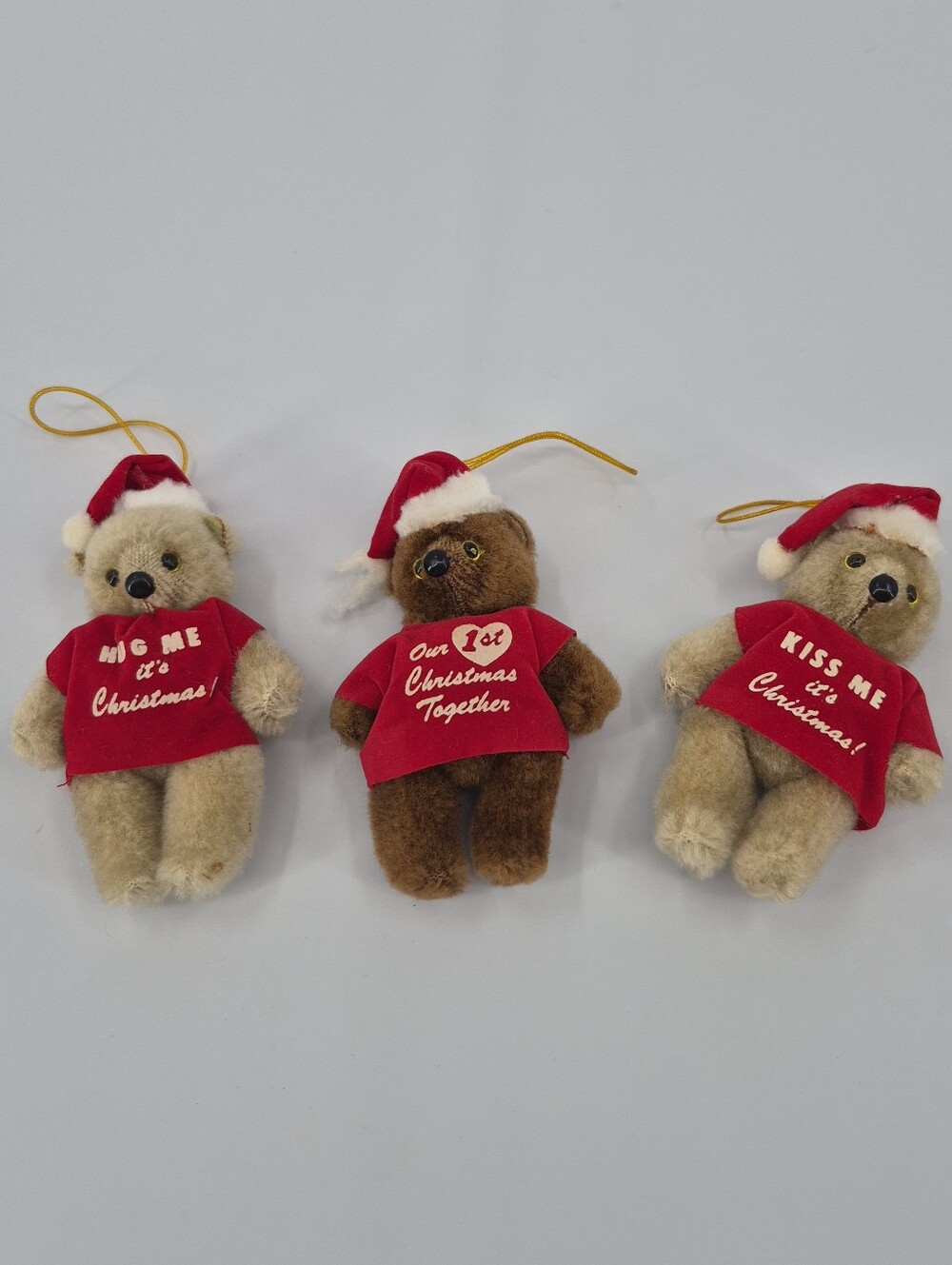 Vintage 1986 Kurt Adler Jointed Teddy Bear’s Christmas Holiday Ornaments